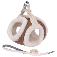 Harnais de luxe en velours côtelé doux et réglable pour animaux de compagnie, avec collier anti-évasion et laisse, pour petits et moyens chiens - Prix réduit