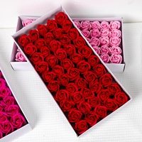 Fleur artificielle en savon épais à trois couches en gros, tête de rose pour bouquet de fête DIY, cadeau de la Saint-Valentin