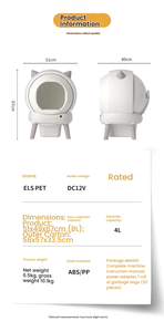 Bac à litière automatique pour chat, bac à litière intelligent pour chat, toilette pour chat à roulettes, grande capacité, télécommande par téléphone portable, ramassage des excréments en un clic - Product Image 5