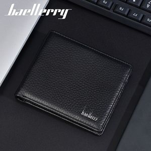 กระเป๋าสตางค์หนังแท้สำหรับผู้ชาย BaeLlerry สไตล์ธุรกิจแบบสั้น ช่องใส่บัตรหลายช่อง สีดำกาแฟ - Product Image 3
