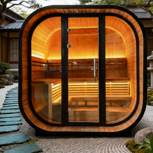 Sauna d'extérieur en bois de sapin carbonisé pour 4 à 6 personnes avec chauffage ETL TOULE de 6 kW - Product Image 1