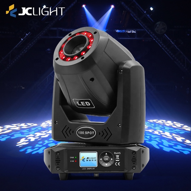 Moving Spot 100W RGBW Party/Disco Stage Lights Gobo 5 Prism DMX512 Sound-Activated LED Moving Head Light IP33 3-Year Warranty