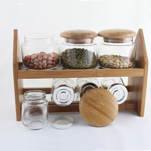 Factory Direct Bamboo 2-tier Spice and Glass Jar <b>Kitchen</b> Storage Organizer <b>Rack</b> - Product Image 4