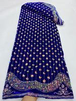 Tissu en dentelle de velours africain en gros avec perles, prix compétitif, tissu en dentelle de velours à sequins