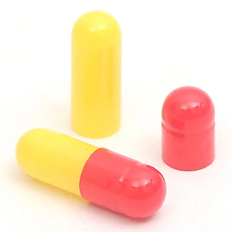 2024 Cápsulas de gelatina halal tamanho 00 amarelo e vermelho de melhor preço, medicamento vazio