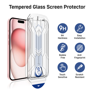 Bao bì hộp với cài đặt <span class=keywords><strong>Kit</strong></span> di động 21d điện thoại Tempered Glass Đối với <span class=keywords><strong>iPhone</strong></span> 15 bảo vệ màn hình - Product Image 4