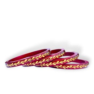 Danta GEMS Lac bangles อินเทรนด์หรูหราการออกแบบใบไม้สีทองแบบดั้งเดิมชุดเครื่องประดับฮินดูชาติพันธุ์แบบดั้งเดิมสำหรับงานแต่งงานเทศกาล - Product Image 6