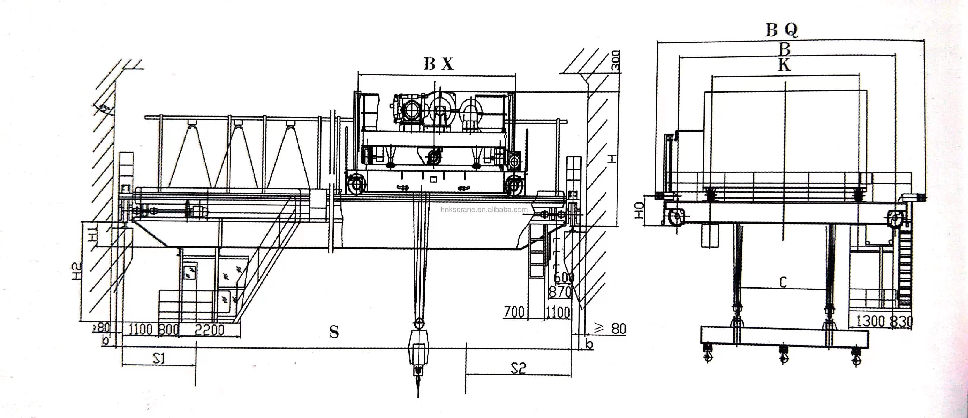 High Level Slewing Overhead Crane Telescopicel Ectromagnetic With Carrier Beam