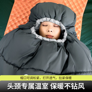 Bisinnna <b>Sleeping</b> <b>Bag</b> Adult <b>Winter</b> Outdoor Camping Mummy Style Hollow Cotton Down Windproof Portable - Product Image 4