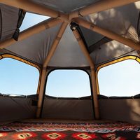 Tente gonflable hexagonale de luxe, directement de l'usine, toutes saisons, résistante au vent, anti-UV, avec fenêtres, tente de camping, logo personnalisé, OEM, ODM