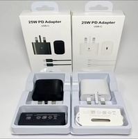 Cargador Superrápido de 25W Tipo-C PD 3.0 con Cable, Material ABS, Compatible con Teléfonos Móviles y Relojes Inteligentes S26/S25/S24/S23/S22, Enchufes US/EU/UK