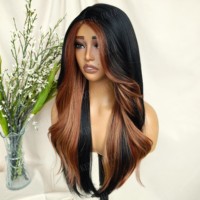 Perruques synthétiques KEMY HAIR en liquidation, perruque sans colle en fibre résistante à la chaleur, coupe Skunk Coopper, frisée en L, cheveux superposés pour femmes