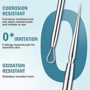 2 Pieces Titanium Blackhead <b>Remover</b> Tool Set Comedone Extractor Kit for Facial Skin Care Whitehead Blackhead Blemish Acne Remova - Product Image 5