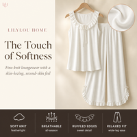 Ensemble de pyjama d'été élégant en coton délavé avec dentelle, haut sexy sans manches et pantalon, pour un sommeil réparateur