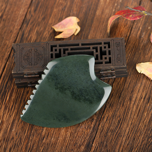 Outils de massage facial en jade néphrite, planche de guasha en jade faite à la main, outils de thérapie d'<span class=keywords><strong>acupuncture</strong></span> SPA, outils de guasha en jade Hetian <span class=keywords><strong>pour</strong></span> <span class=keywords><strong>le</strong></span> <span class=keywords><strong>visage</strong></span> - Product Image 2