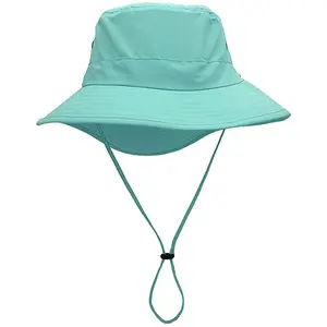 Fisherman Cap Sunshade Hiking Fishing Hat With String Custom Mesh Dry Fit Wide Brim Bucket Hats for Women