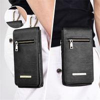 Groothandel Universele Outdoor PU Lederen Dubbele Telefoon Design Running Waist Wallet Mobiele Telefoon Tas voor Heren voor iPhone