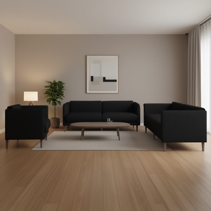 Solid Wood Black <b>Sofa</b> <b>Set</b> Modern Living Room Furniture Durable Design - Product Image 2