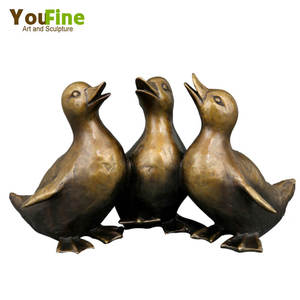 Life Size Bronze <strong>Garden</strong> <strong>Ducks</strong> With Baby <strong>Duck</strong> Statues - Product Image 4