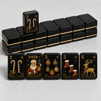 Mahjong noir sur le thème de Noël, qualité professionnelle de luxe, acrylique à trois couches, taille personnalisée, imperméable, portable, jeu de casino