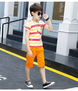 ชุดเสื้อผ้าเด็กผู้ชายสไตล์ลำลองสำหรับฤดูร้อน ขายส่ง ชุดกางเกงขาสั้นผ้าฝ้ายสำหรับเด็ก - Product Image 5