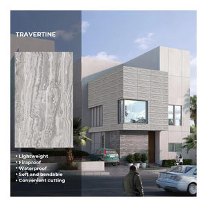Revestimiento de Piedra Natural de Travertino Flexible 3D MCM, Azulejo Flexible para Paredes, Panel de Pared Flexible para Exteriores, Piedra de Travertino para Fachadas - Product Image 1