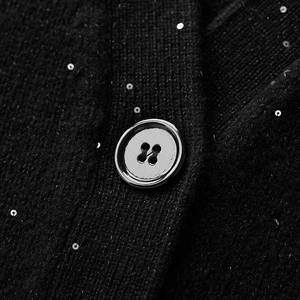 OEM alla moda donna maglione aperto con bottoni a maniche lunghe in maglia frontale <span class=keywords><strong>Cardigan</strong></span> dal Design morbido cielo stellato di pura lana per l'inverno caldo - Product Image 4