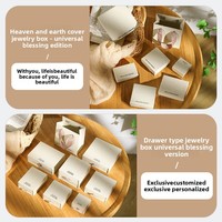 Boîte d'emballage pour bijoux avec couvercle et base, tiroir coulissant, doublure en éponge en papier recyclé pour le rangement des colliers