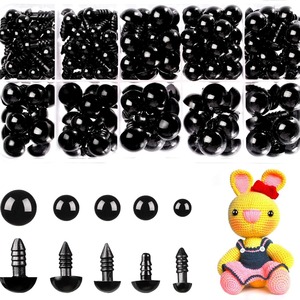 Occhi di sicurezza in plastica/resina neri da 6-12 mm per orsetti di <span class=keywords><strong>peluche</strong></span>, bambole e artigianato animale - Occhi a fagiolo neri con rondelle - Product Image 3