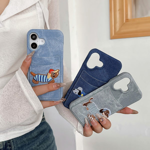 Étui de téléphone Tschick Cowboy brodé avec motif de <span class=keywords><strong>chien</strong></span> saucisse, adapté à l'iPhone 16 Promax, Apple 15, avec emplacement pour carte, nouveau modèle 14, 13 pour femmes - Product Image 1