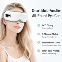 Masseur oculaire sans fil rechargeable avec chaleur et pression d'air, masque oculaire pliable avec musique Bluetooth pour soulager la fatigue
