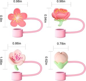 Couvercle de paille <span class=keywords><strong>rose</strong></span> pour 40 30 Oz, capuchon de paille en silicone pour fleurs, couvercle de protection de bouchons de paille <span class=keywords><strong>rose</strong></span> compatible avec le gobelet - Product Image 3