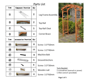 GreenGrow RoseWood Park Avenue giardino esterno pergolato in legno arco nuziale natura a pressione trattata per la semina del giardino - Product Image 6
