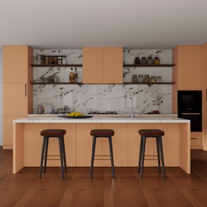 <span class=keywords><strong>Mobili</strong></span> da <span class=keywords><strong>Cucina</strong></span> di Alta Gamma in Stile Moderno, Design Personalizzabile, in MDF e Compensato, Finitura Laccata <span class=keywords><strong>Arancione</strong></span> - Product Image 1