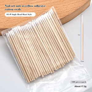 100 unids/bolsa puntas de uñas rosas hisopo de madera palos de limpieza Punta de brote 7cm/10cm cabeza de algodón de madera <span class=keywords><strong>manicura</strong></span> removedor de esmalte de uñas herramienta de uñas - Product Image 6