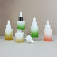 Flacon de sérum pour les yeux à l'huile essentielle pour soins cosmétiques, en verre dépoli à épaule plate, 30 ml, vert mat, sérigraphie