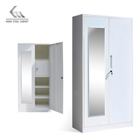 Armoire Indienne Multifonctionnelle Lemari à Portes Coulissantes en Métal avec Miroir