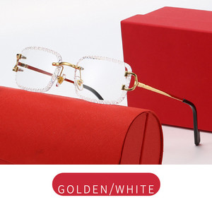Luxury Rimless Square Sunglasses Gradient Lens Diamond Cutting UV400 Trendy Designer Style Womens <b>Eyewear</b> - Product Image 3