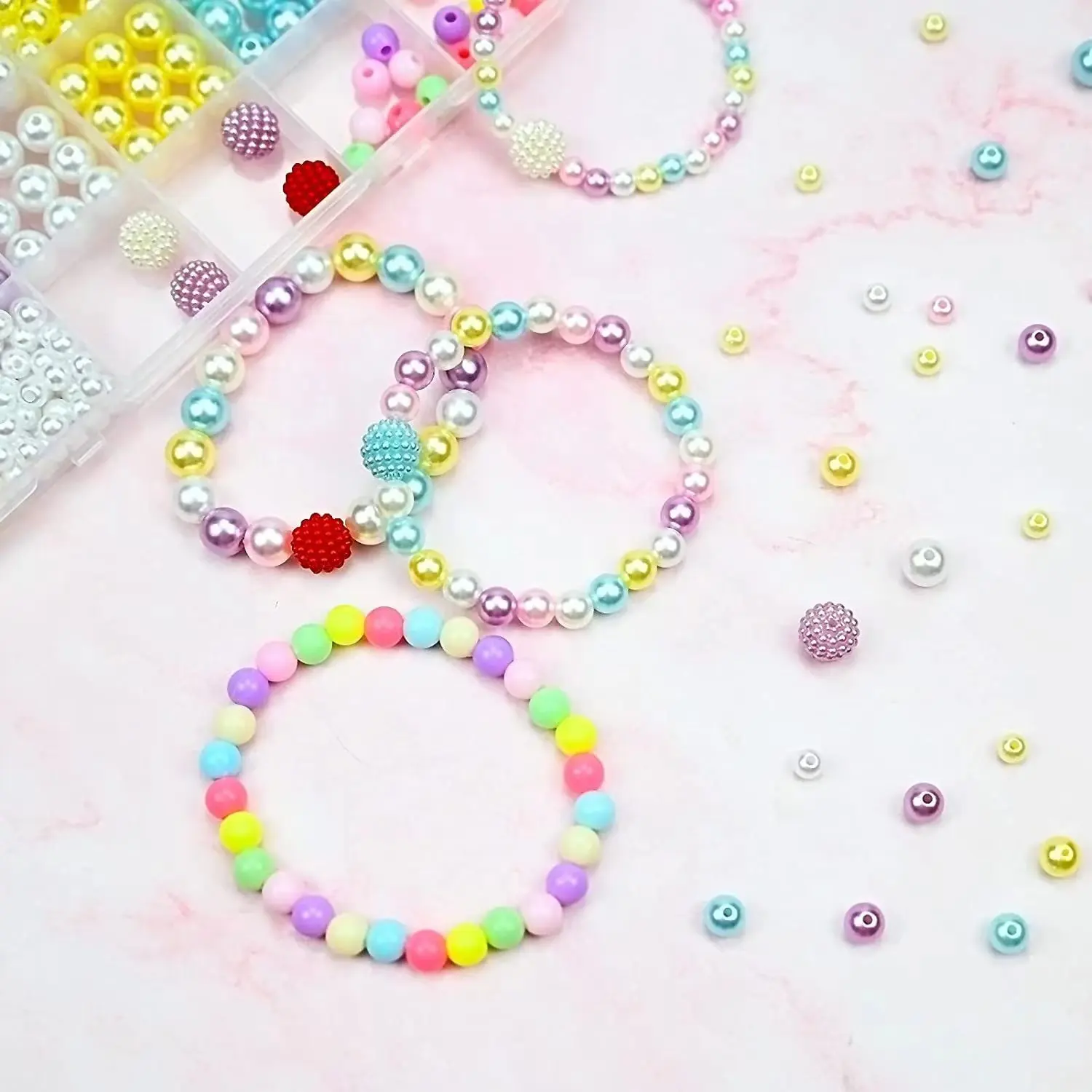 24 Grids 672pcs Gradient Color Plastic Pearl Beads 6mm-10mm ABS Pearls DIY Accessories Necklaces Bracelets Jewelry Making Kit