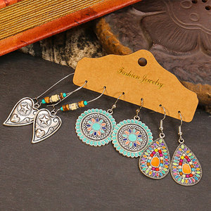 Charm fiore <span class=keywords><strong>piuma</strong></span> 3 paia <span class=keywords><strong>orecchini</strong></span> smalto set gioielli eleganti da donna - Product Image 4
