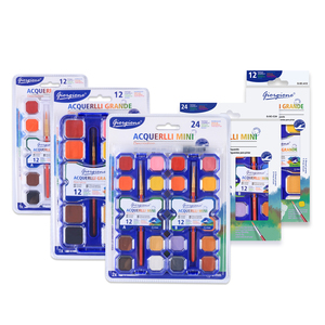 Juego de Pinturas de Acuarela Sólida Giorgione Personalizado OEM, 12/24 Tintas Grandes con Pinceles de Pelo de Nailon para Pintar sobre Papel - Product Image 1