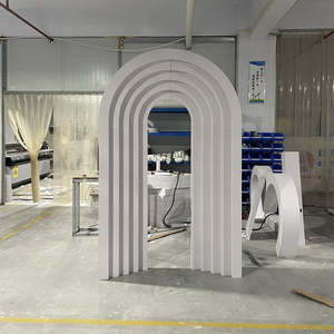 Moderne Aangepaste Pvc Acryl Roze Witte Rimpel Boog Baby Shower Verjaardagsfeestje Achtergrond Podium Voor Bruiloft Evenement Decoraties - Product Image 4