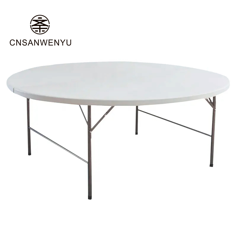 White Round Plastic Foldable Wedding Banquet Table Folding Tables And Chairs For Events