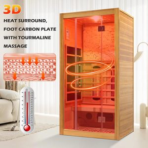 Smartmak Infrarood Huissauna voor 2 personen, Canadese Hemlockhouten sauna met sterrenhemelverlichting, speakers en zuurstofbar - Product Image 2