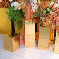 Pilier miroir carré détachable pour décoration de fête de mariage, colonne miroir stéréo, accessoires de vitrine pour mariage et événements
