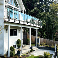 Rampe en verre sans cadre HIMOWAY avec poteau à fente en acier inoxydable, balustrade et main courante pour balcon et escalier