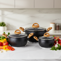 Ensemble de 6 casseroles en acier inoxydable écologiques et minimalistes, compatibles avec l'induction, avec couvercles en verre, pour cuisiner des plats chauds, lavables au lave-vaisselle