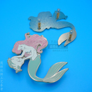 Placa de identificación de metal con diseño de sirena, etiqueta personalizada de aleación de zinc para maleta de niños y niñas - Product Image 2