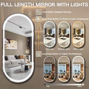 CF, marco de aluminio negro ovalado, espejos Led montados en la pared, <span class=keywords><strong>espejo</strong></span> completo, <span class=keywords><strong>baño</strong></span> de Hotel, <span class=keywords><strong>baño</strong></span>, <span class=keywords><strong>espejo</strong></span> Led de longitud completa con luz - Product Image 4