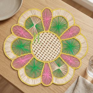 Eco-friendly Bohemian Style Seagrass Charger <b>Plate</b> Wall Decoration Flower Placemat Home Table <b>Mats</b> 35cm Diameter Washable HNH - Product Image 1